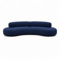 Canapé courbe en tissu bouclé bleu marine 4 places