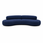Canapé courbe en tissu bouclé bleu marine 4 places