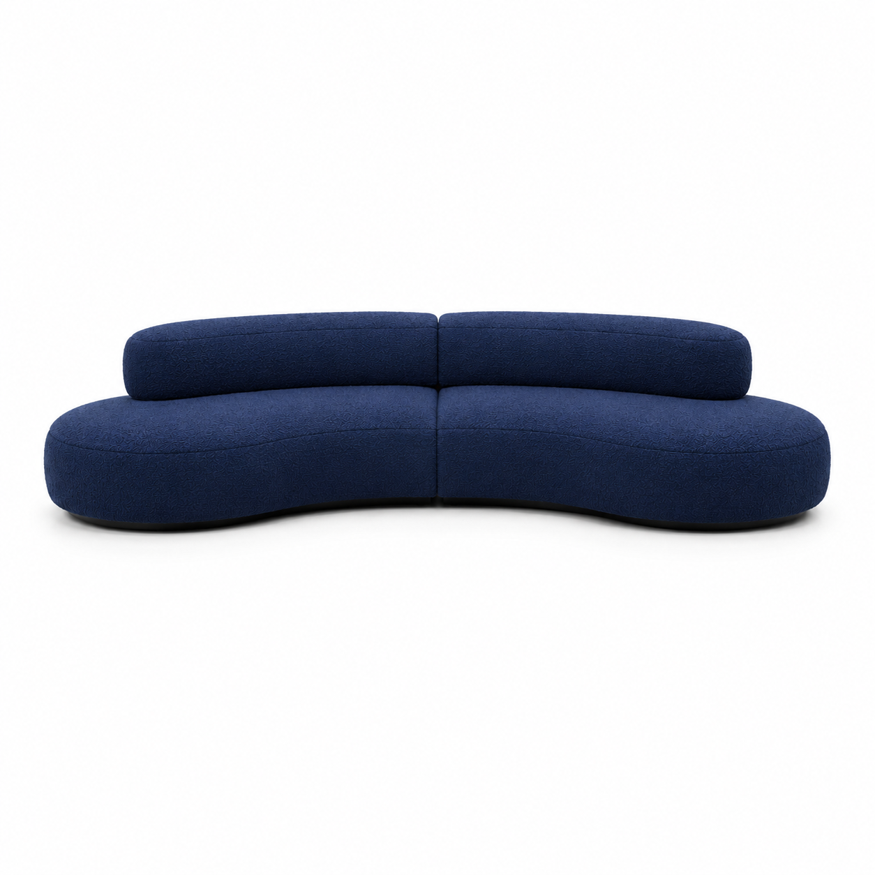 Canapé courbe en tissu bouclé bleu marine 4 places