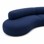 Canapé courbe en tissu bouclé bleu marine 4 places