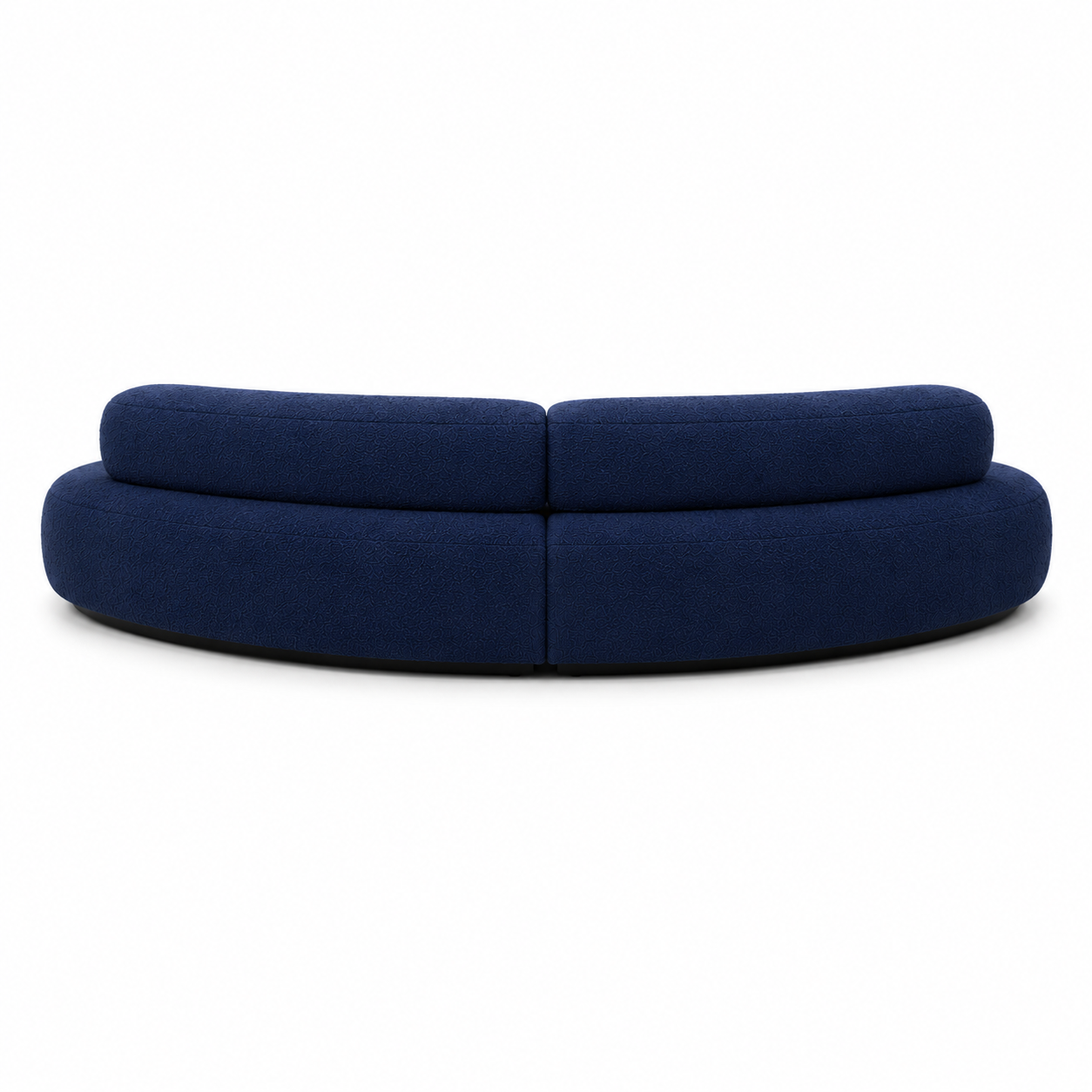 Canapé courbe en tissu bouclé bleu marine 4 places